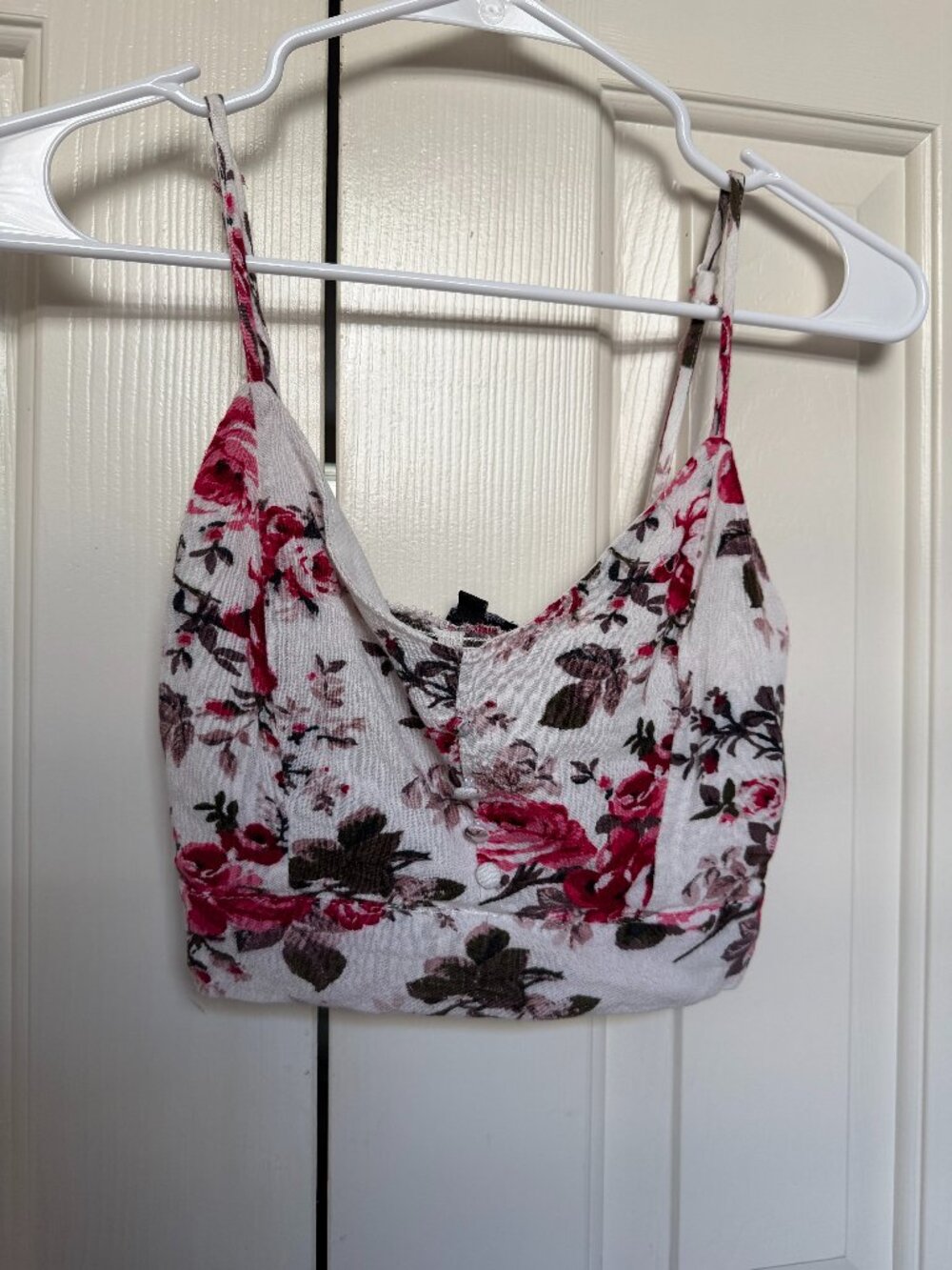 Floral Crop Top Size S White Red Pink Sweetheart Cami Tank Smocked Back Coquette
